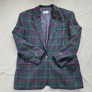 Land's End Wool Vintage Plaid Blazer